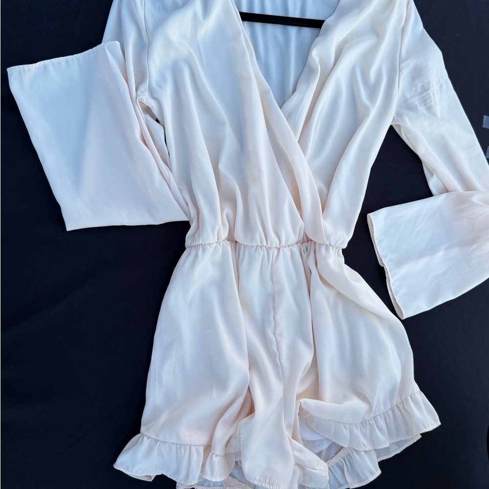 Honey Punch Cream Wrap-Style Mini Dress Romper
